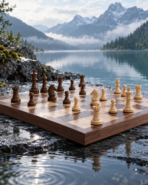 Wooden Chess Set · Wet Stone and Ripples