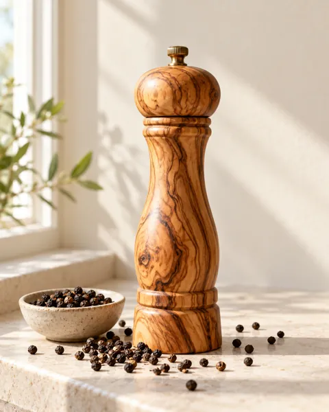 Wooden Pepper Mill · Morning Windowsill