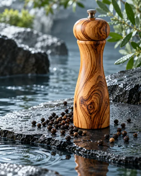 Wooden Pepper Mill · Wet Stone and Ripples