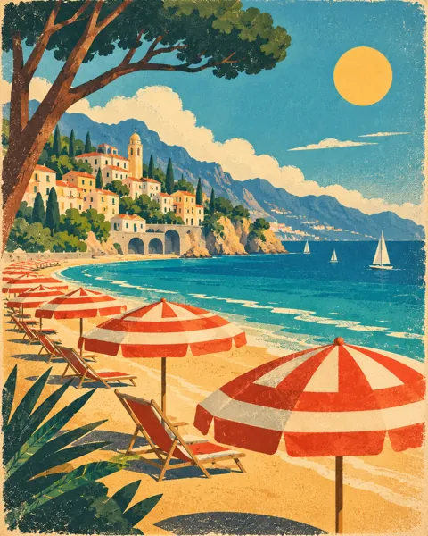 Seaside Resort · Mid-century Travel Poster