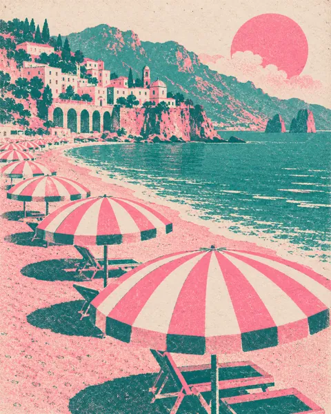 Seaside Resort · Risograph Print