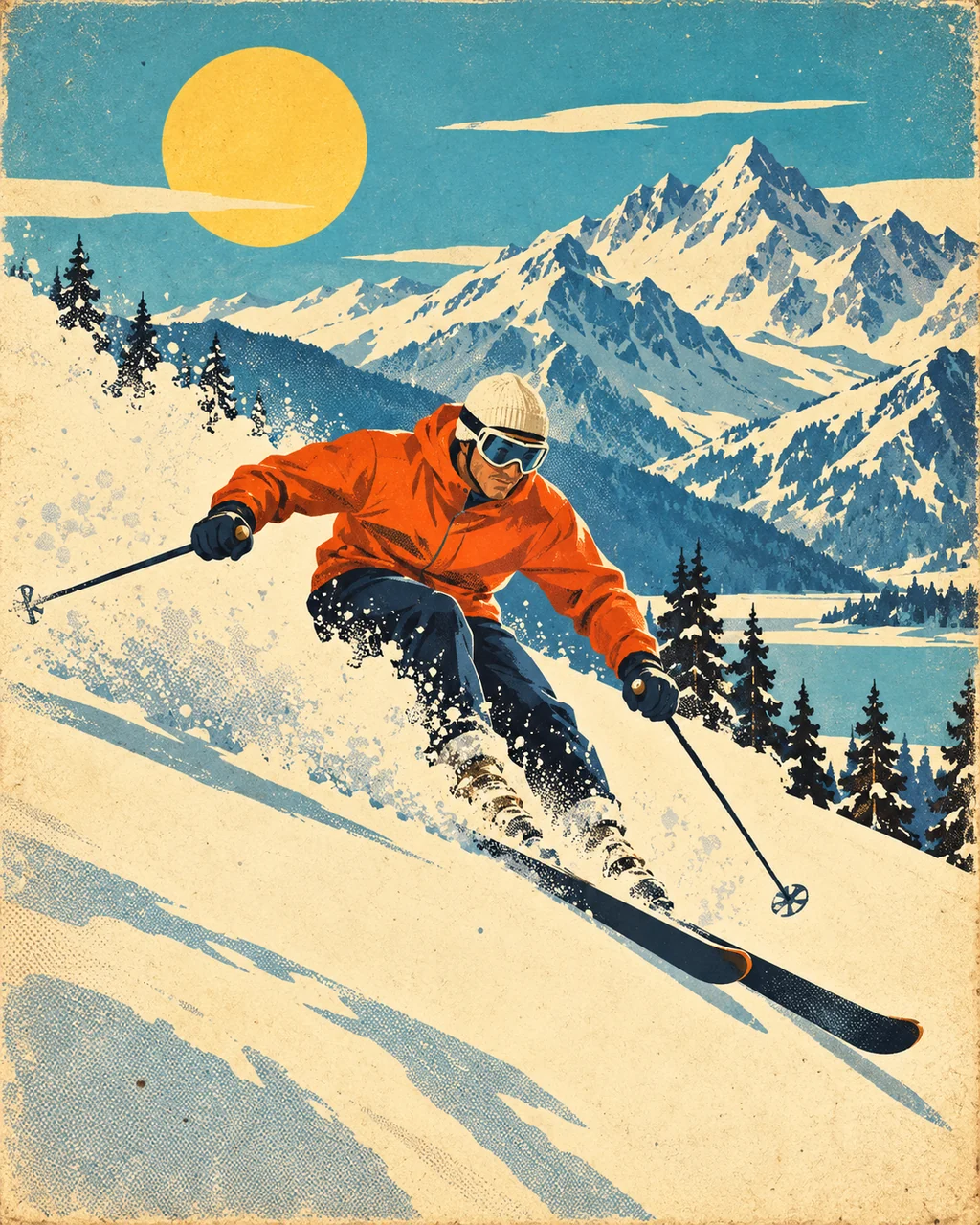 Alpine Ski Slope · Mid-century Travel Poster