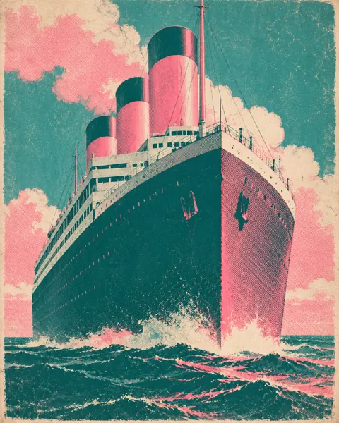 Ocean Liner · Risograph Print
