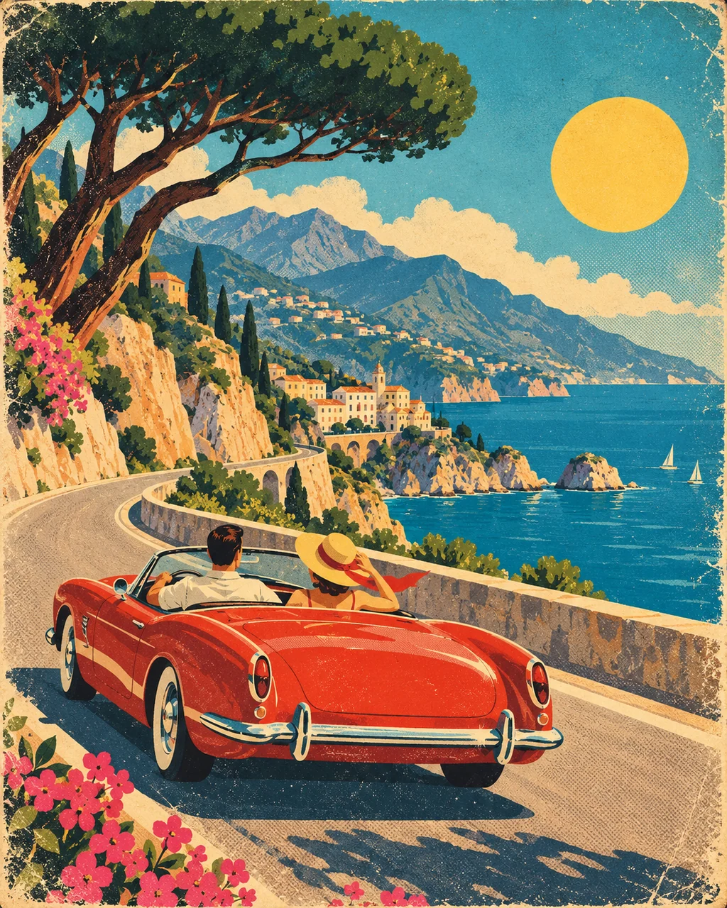 Coastal Convertible · Mid-century Travel Poster