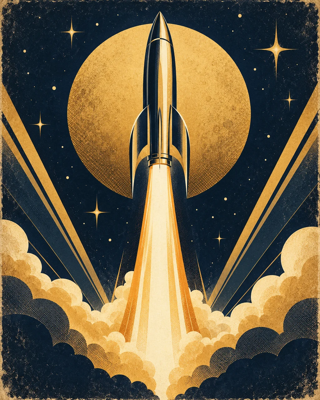Retro Rocket Launch · Art Deco Elegance