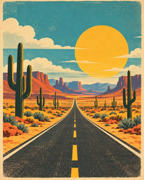 Desert Highway · Mid-century Travel Poster