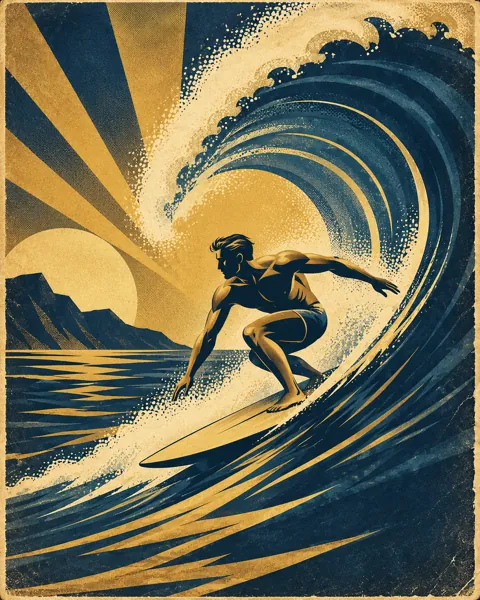 Surfer on a Wave · Art Deco Elegance