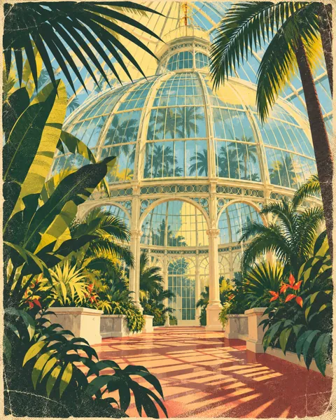 Botanical Glasshouse · Mid-century Travel Poster