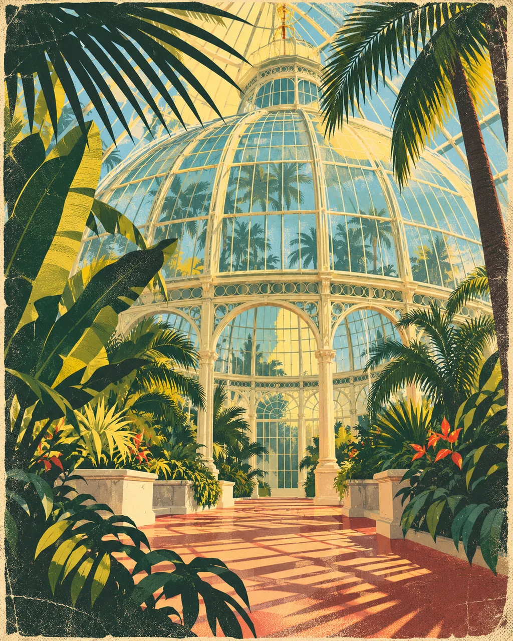 Botanical Glasshouse · Mid-century Travel Poster
