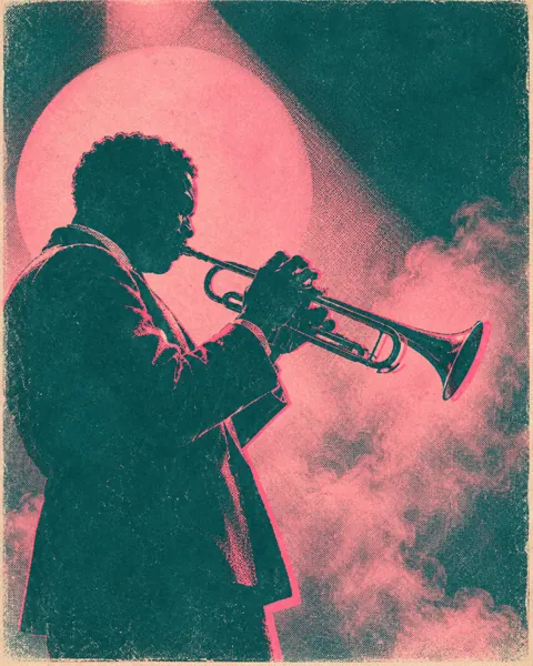 Jazz Trumpet Silhouette · Risograph Print