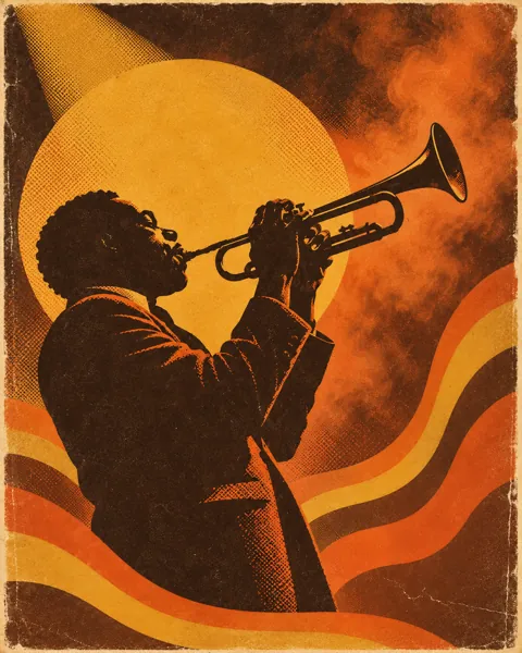 Jazz Trumpet Silhouette · Seventies Warm Tones