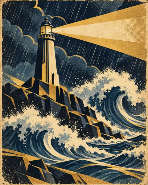 Lighthouse in a Storm · Art Deco Elegance