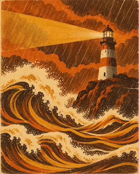 Lighthouse in a Storm · Seventies Warm Tones