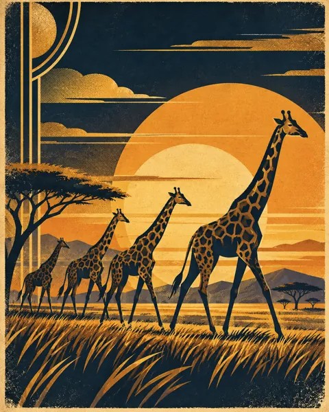 Safari Giraffes · Art Deco Elegance