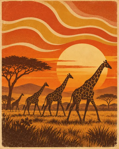 Safari Giraffes · Seventies Warm Tones