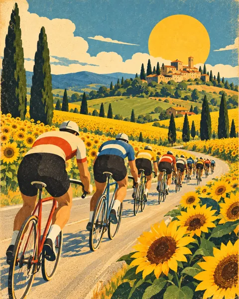 Countryside Bicycle Race · Mid-century Travel Poster