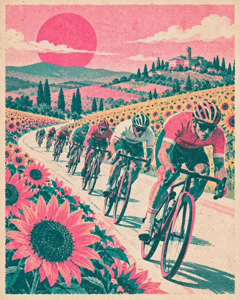 Countryside Bicycle Race · Risograph Print