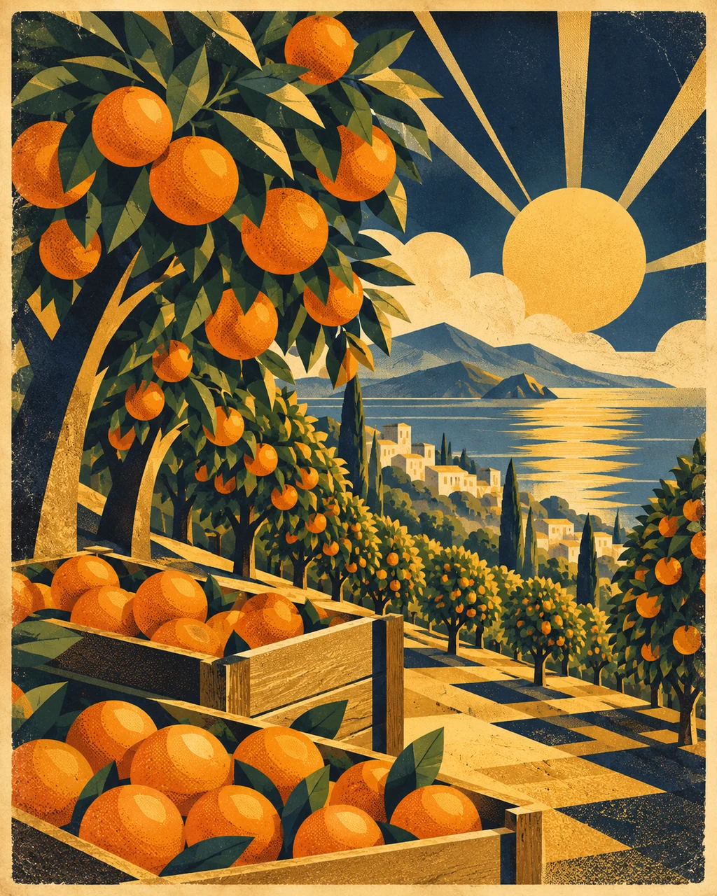 Orange Grove Harvest · Art Deco Elegance