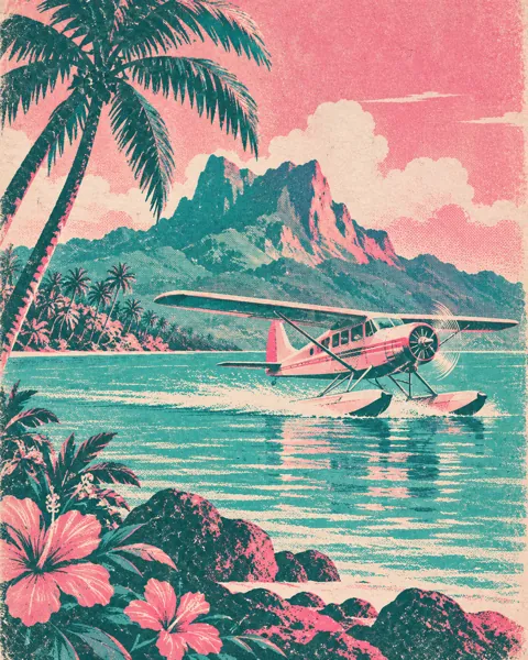 Island Seaplane · Risograph Print