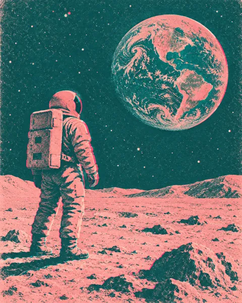 Moon Explorer · Risograph Print