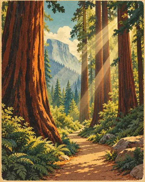Redwood Forest Trail · Mid-century Travel Poster