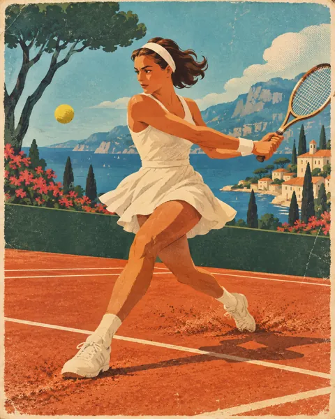 Clay Court Tennis · Mid-century Travel Poster