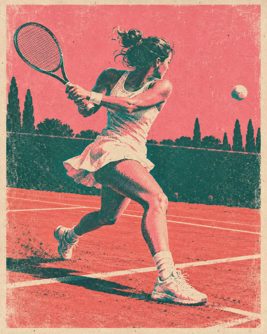 Clay Court Tennis · Risograph Print