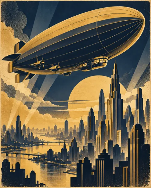 Airship Over the City · Art Deco Elegance