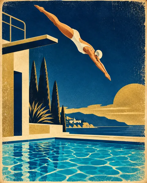 Summer Pool Diver · Art Deco Elegance