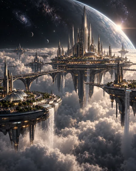 Floating Cloud City · Dark Cosmic Void
