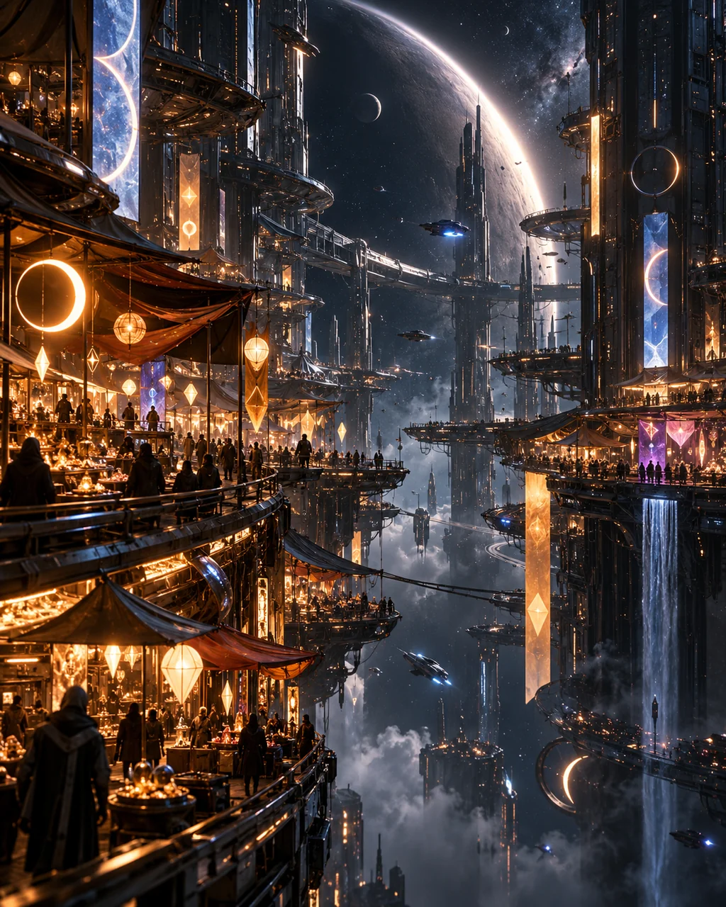 Neon Night Market · Dark Cosmic Void