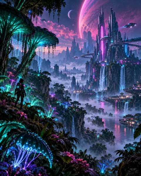 Bioluminescent Alien Jungle · Neon Cyberpunk