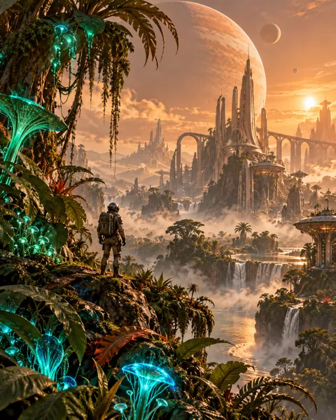 Bioluminescent Alien Jungle · Dusty Retro-futurism