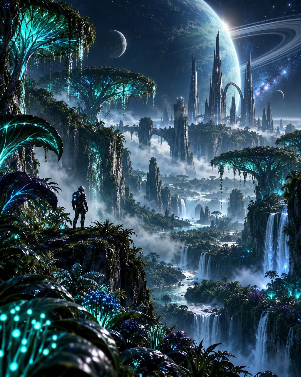 Bioluminescent Alien Jungle · Dark Cosmic Void