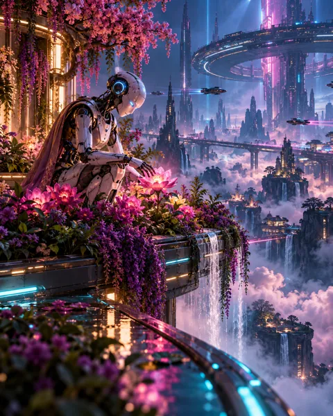Robot Gardener · Neon Cyberpunk