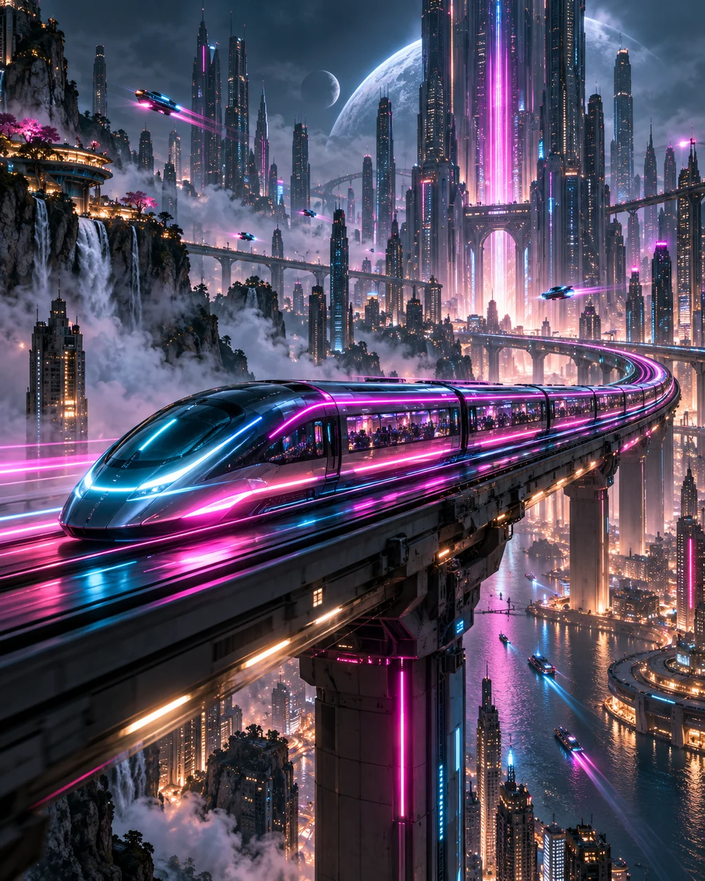 Maglev Train · Neon Cyberpunk