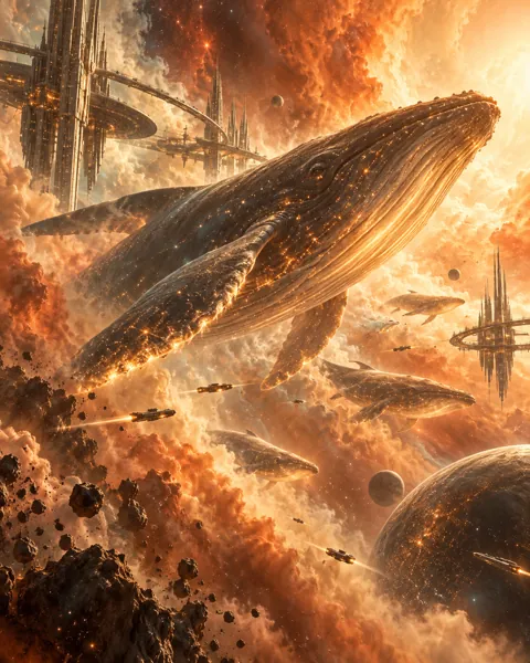 Cosmic Whale Migration · Dusty Retro-futurism