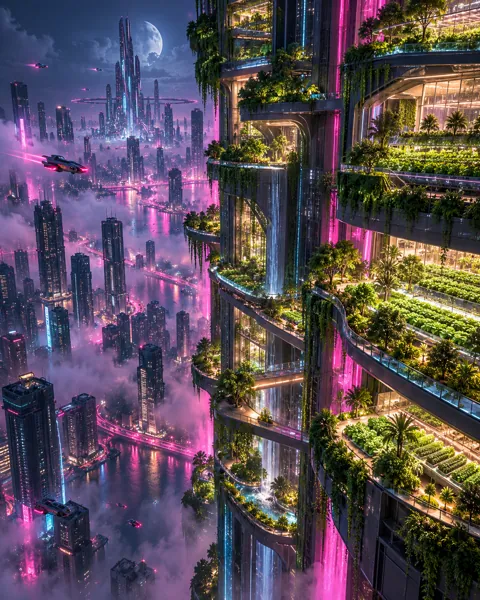 Vertical Farm Skyscraper · Neon Cyberpunk