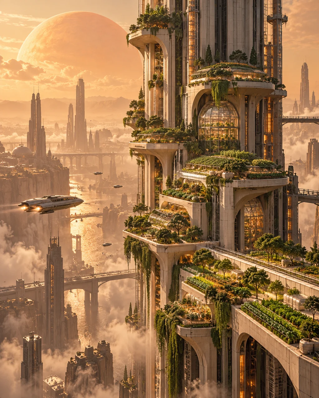 Vertical Farm Skyscraper · Dusty Retro-futurism