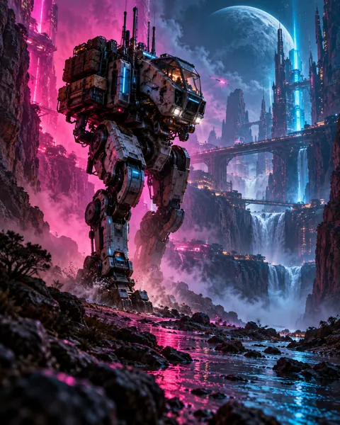 Exploration Mech Suit · Neon Cyberpunk