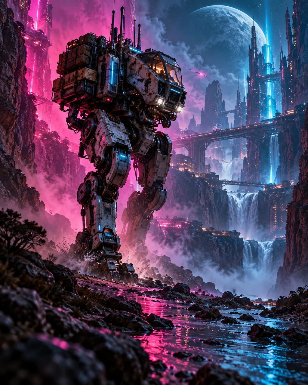 Exploration Mech Suit · Neon Cyberpunk