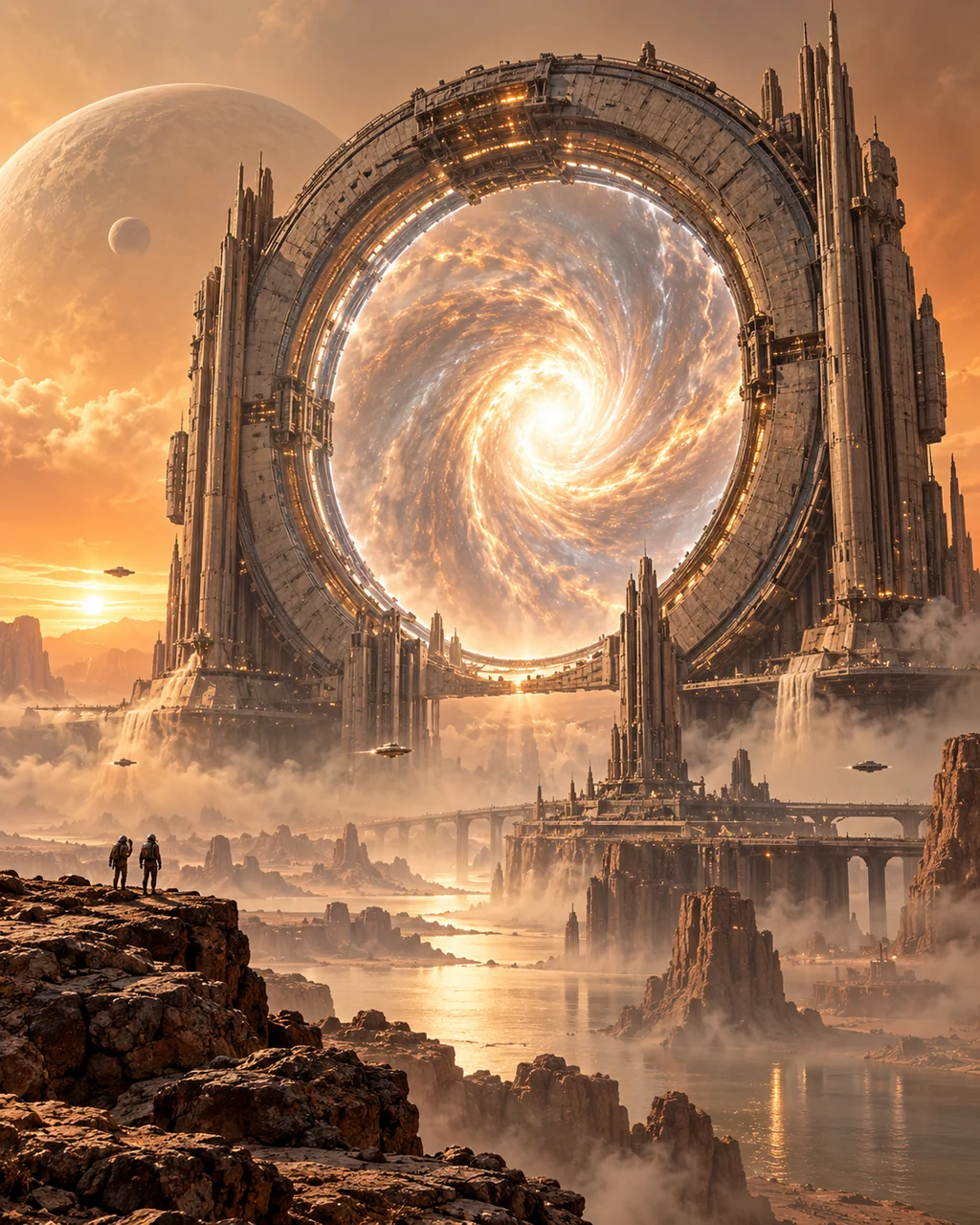 Quantum Gate Arch · Dusty Retro-futurism