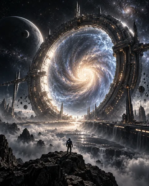 Quantum Gate Arch · Dark Cosmic Void