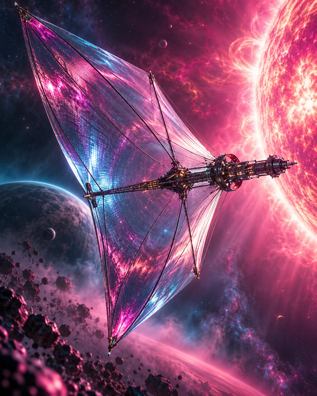 Solar Sail Spacecraft · Neon Cyberpunk
