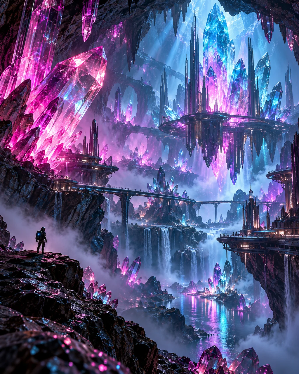 Alien Crystal Cavern · Neon Cyberpunk