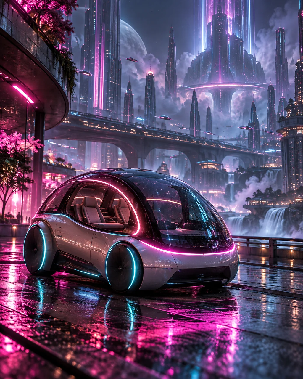 Autonomous Pod Car · Neon Cyberpunk