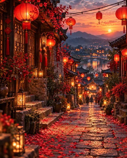 Lunar New Year Lantern Alley · Cinematic dusk