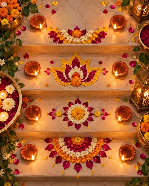 Diwali Oil Lamps · Minimal flat lay