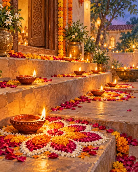 Diwali Oil Lamps · Watercolor style