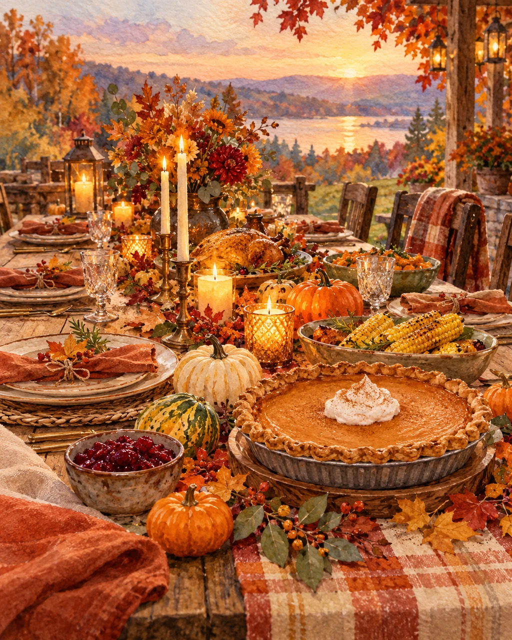Thanksgiving Table · Watercolor style